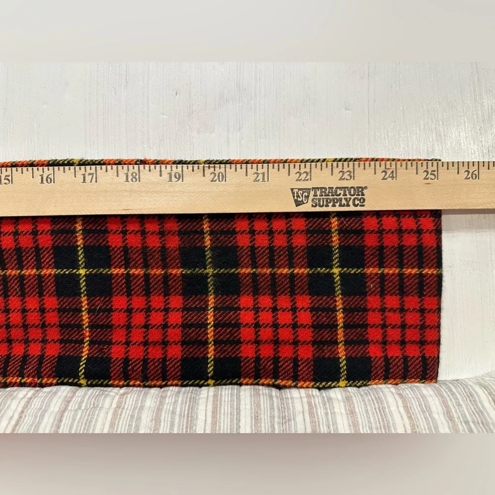 Vintage Wool Plaid Button Scarf Vest Wrap 1950s Tartan Pockets Convertible